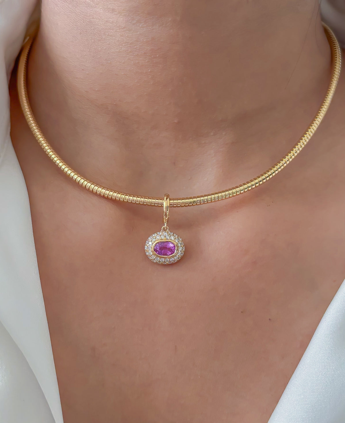 JPPD-1799/14340 Pink Sapphire Diamond Pendant | 18K