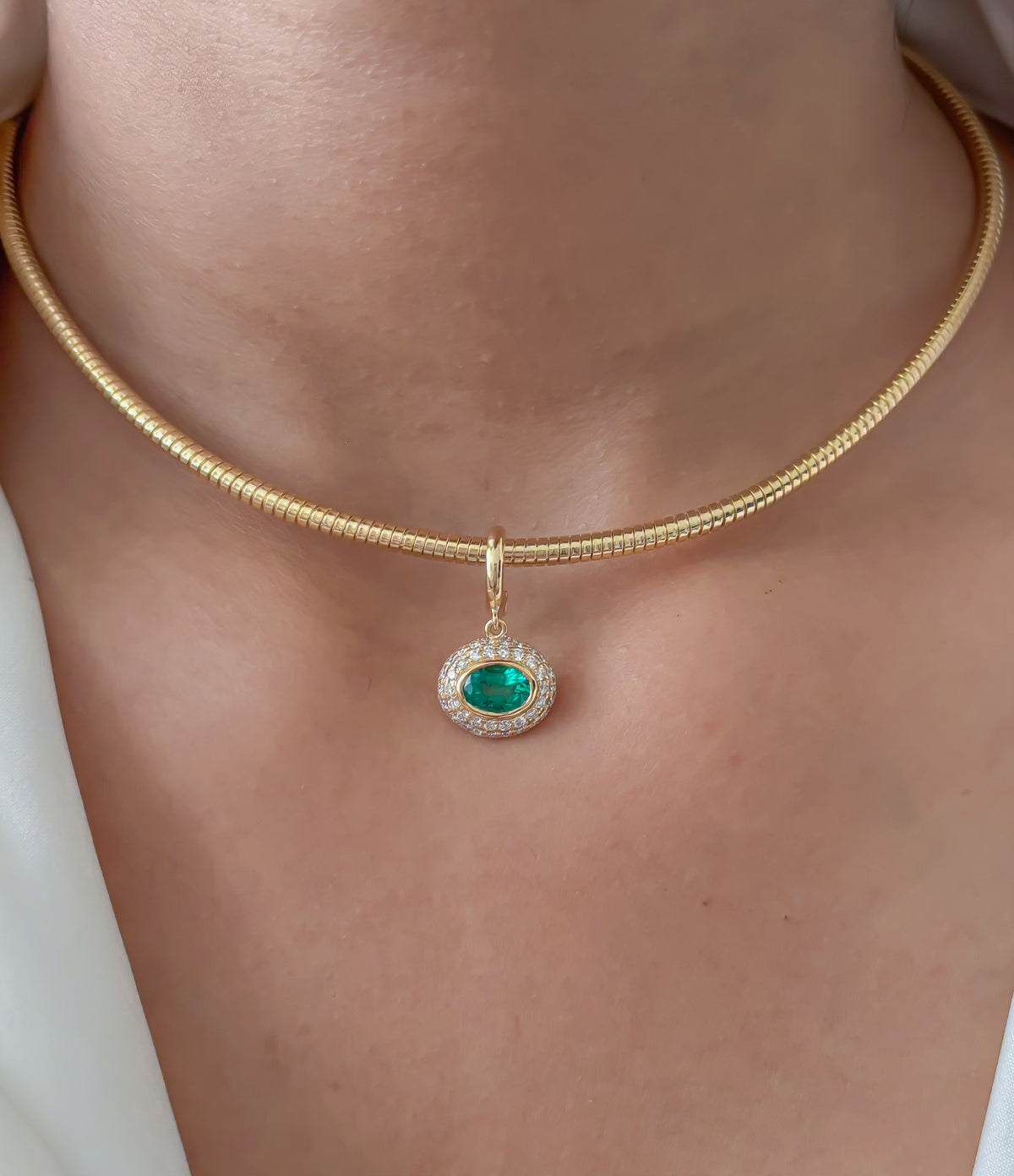 JPPD-1801/14342 Emerald Diamond Pendant | 18K