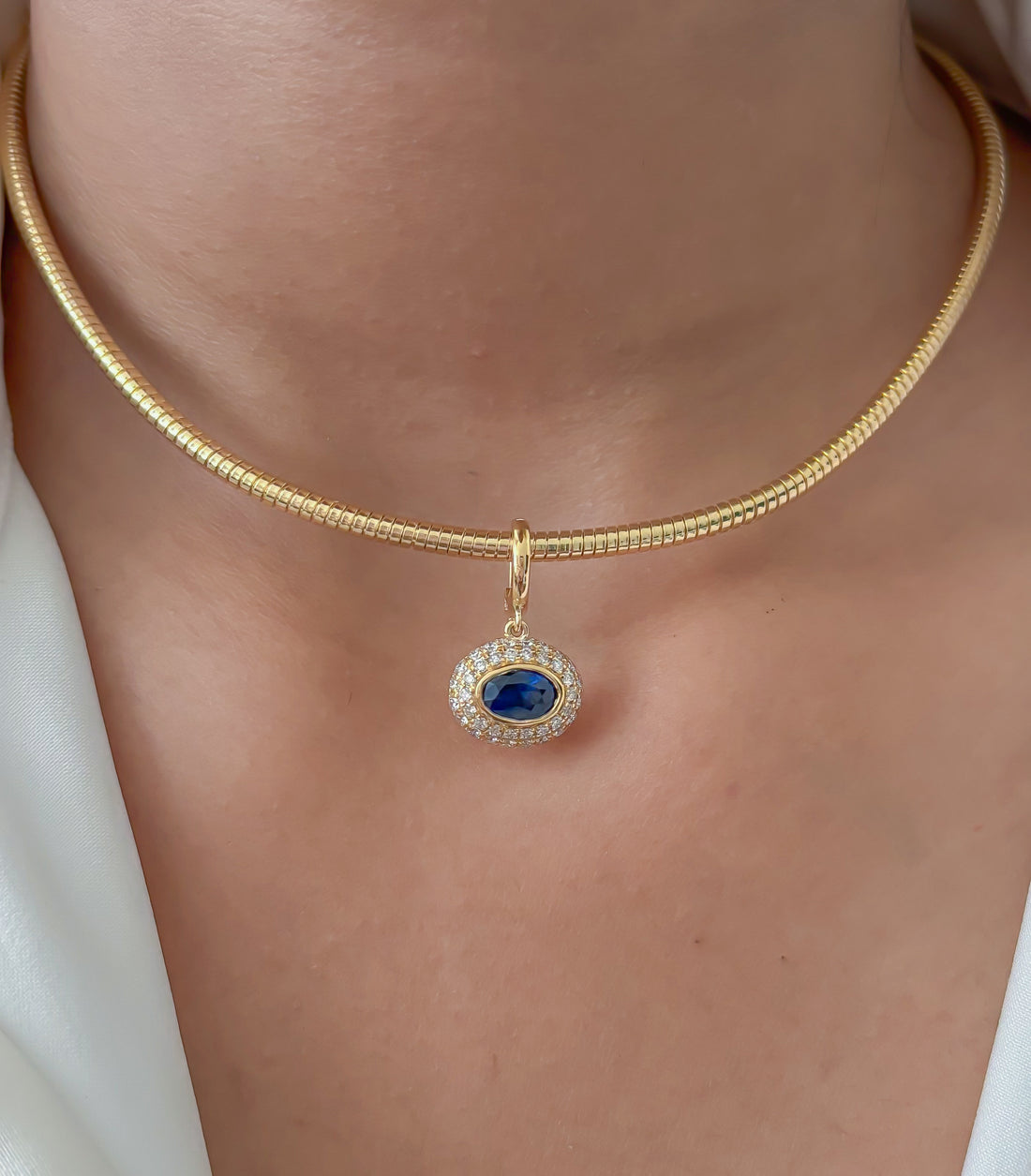 JPPD-1804/14345 Blue Sapphire Diamond Pendant | 18K