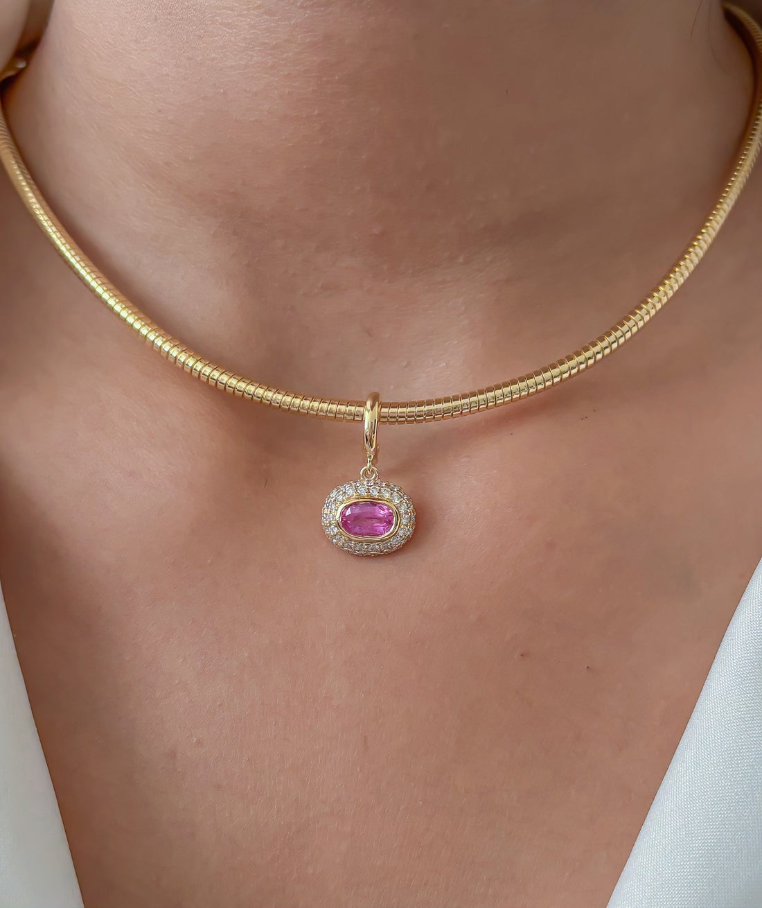 JPPD-1805/14346 Pink Sapphire Diamond Pendant | 18K