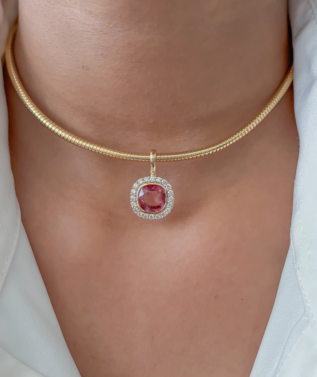 JPPD-1806/14347 Tourmaline Mix Diamond Pendant | 14K