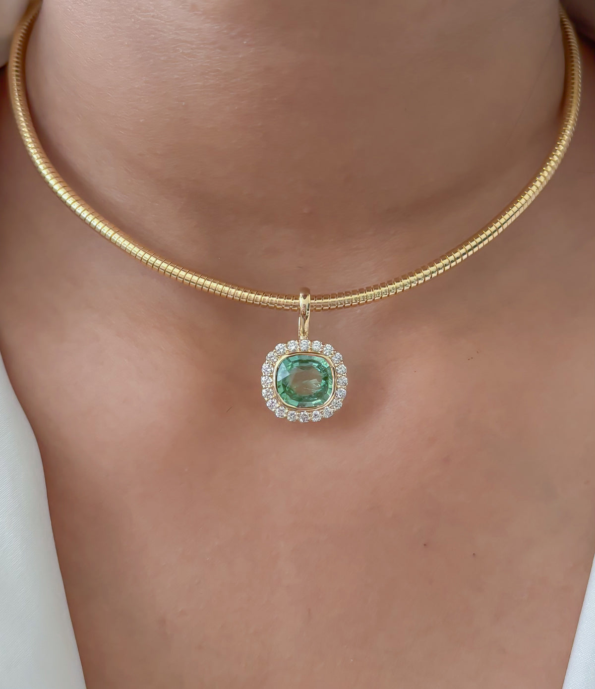 JPPD-1807/14348 Tourmaline Mix Diamond Pendant | 14K