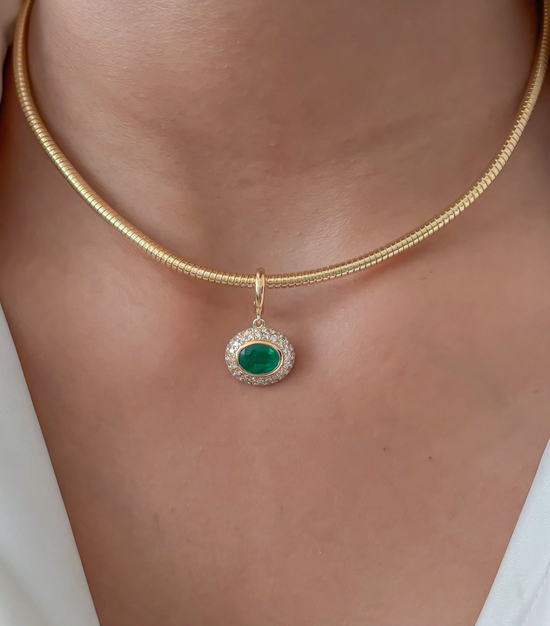 JPPD-1813/14354 Emerald Diamond Pendant | 18K