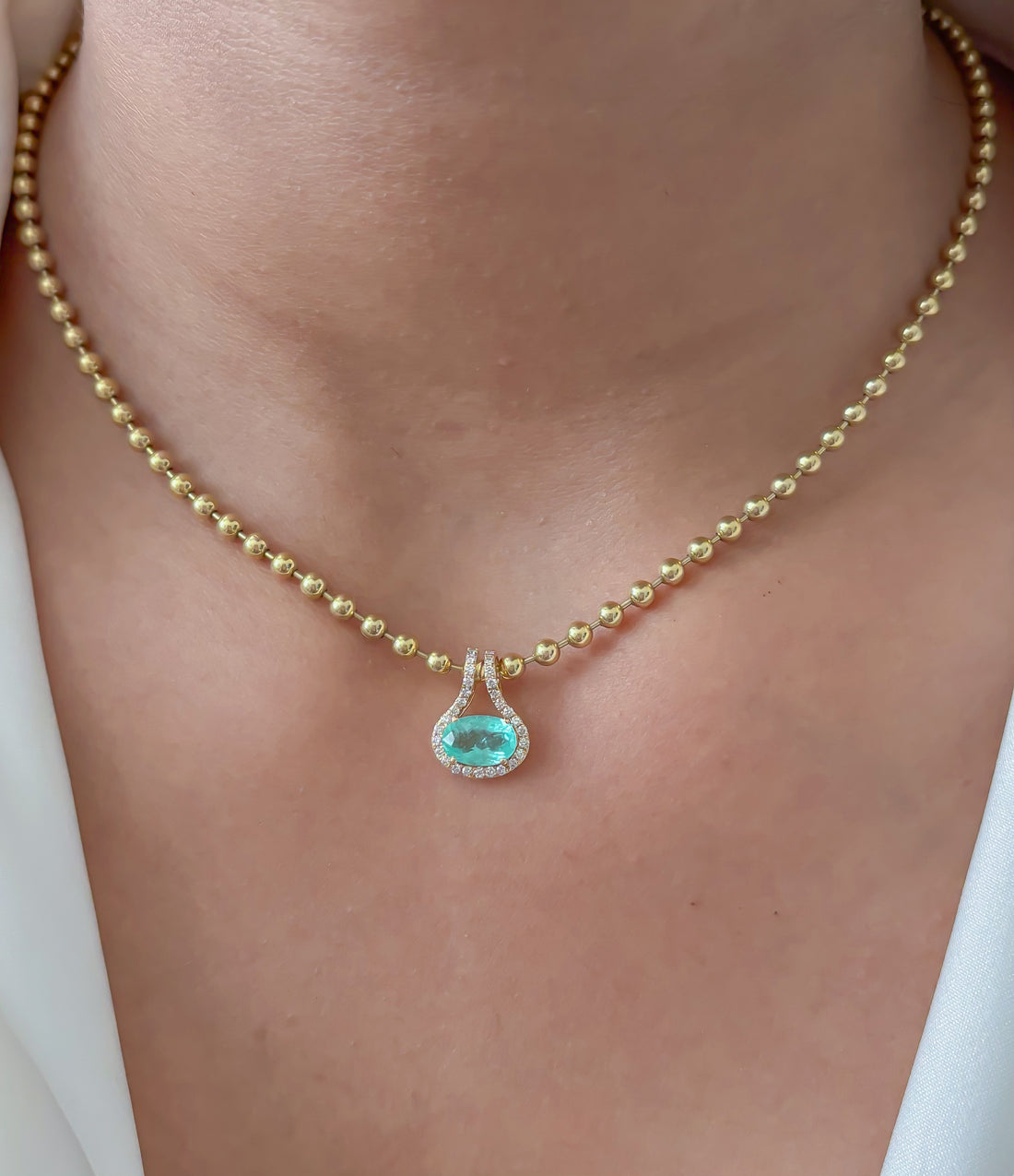 JPPD-1816/14357 Paraiba Tourmaline Diamond Pendant | 18K