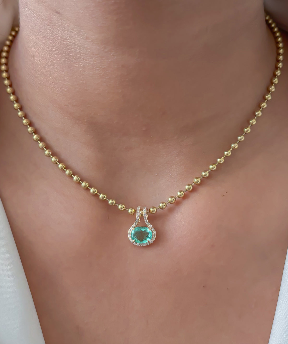 JPPD-1817/14358 Paraiba Tourmaline Diamond Pendant | 18K