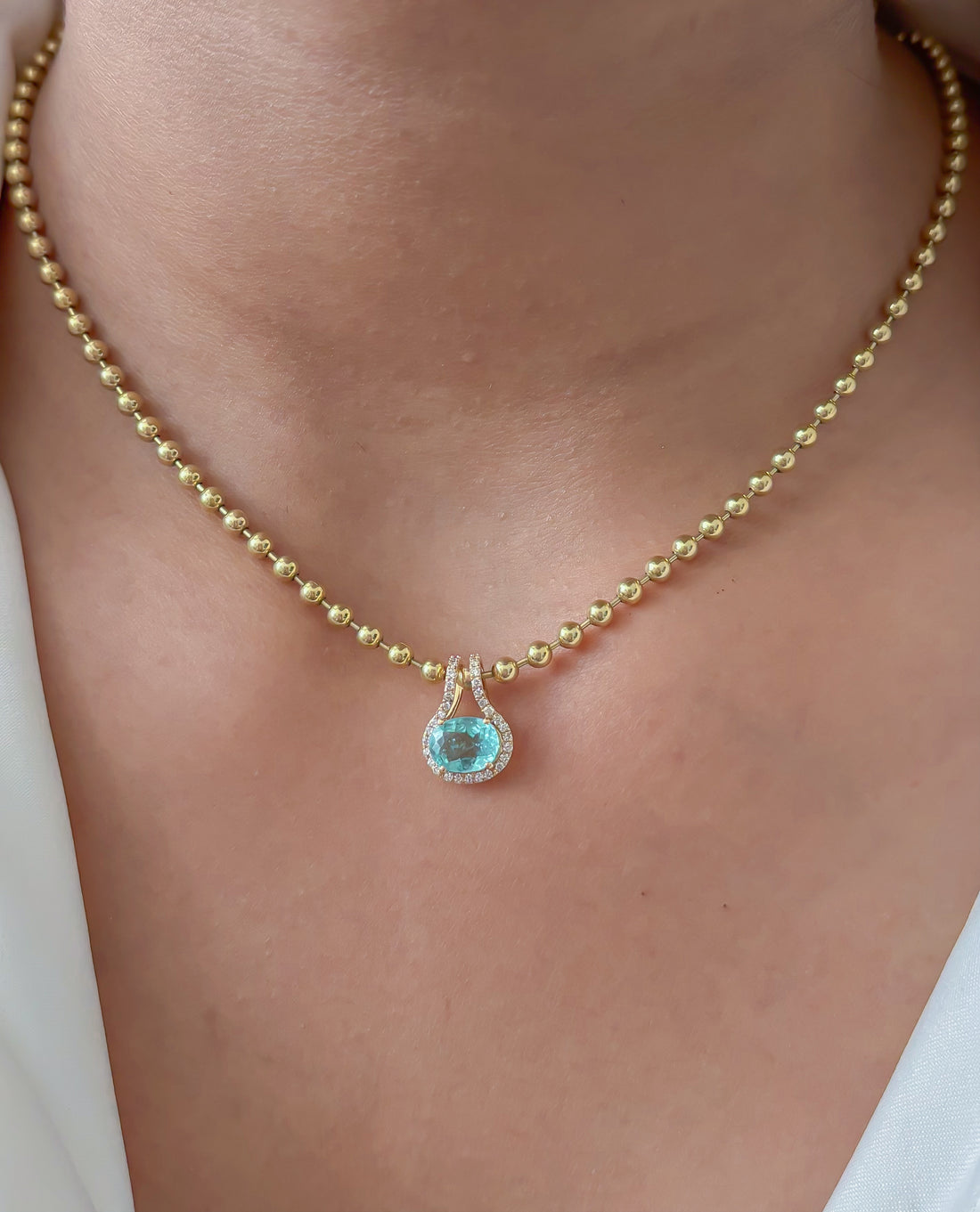 JPPD-1818/14359 Paraiba Tourmaline Diamond Pendant | 18K