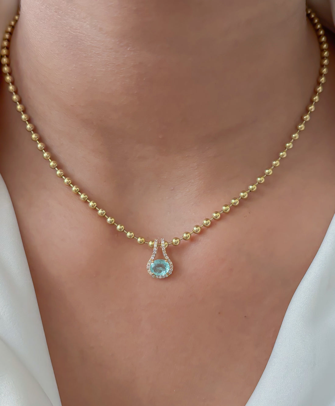 JPPD-1819/14360 Paraiba Tourmaline Diamond Pendant | 18K