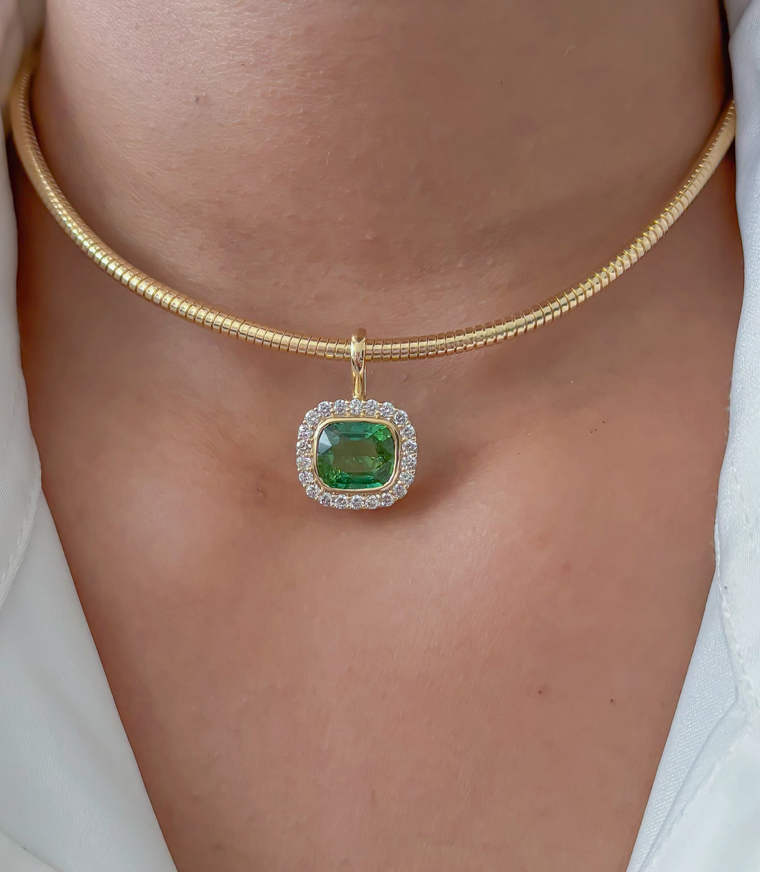 JPPD-1826/14367 Tourmaline Mix Diamond Pendant | 14K