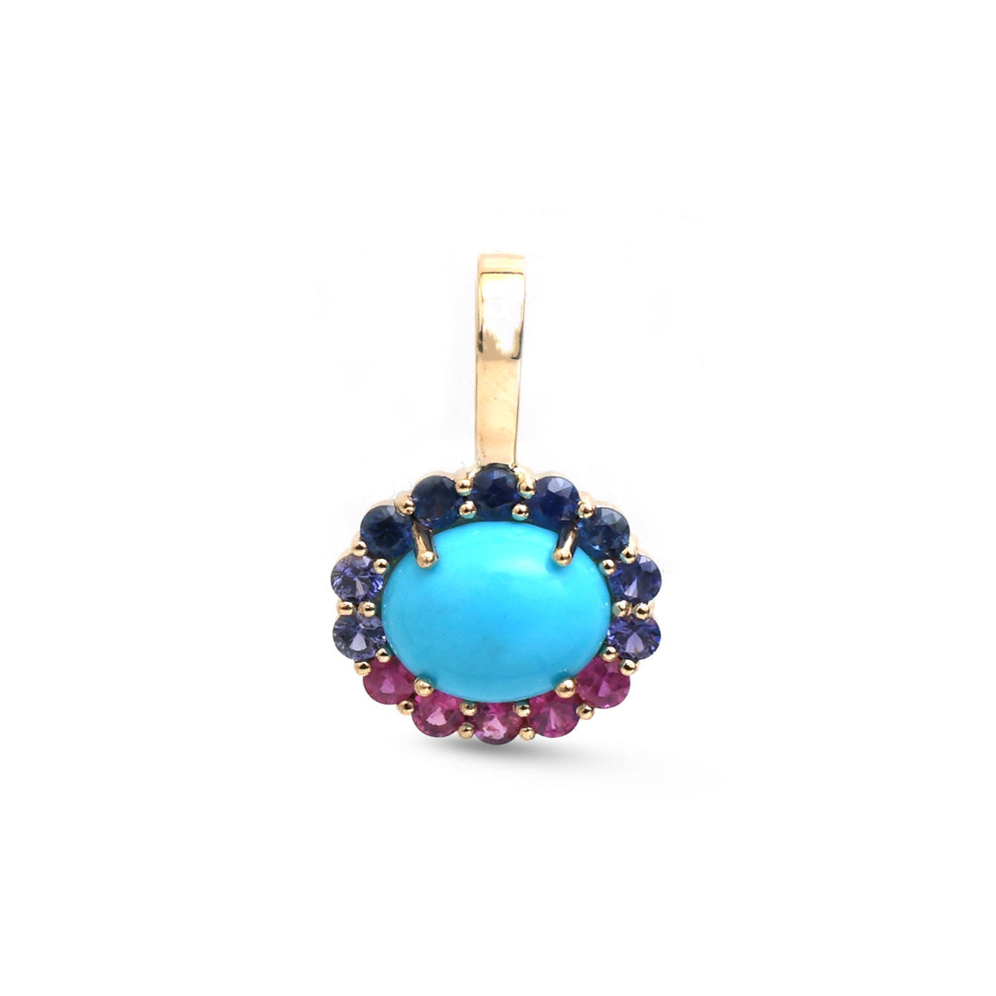JPPD-1831/14396 Rainbow Sapphire Turquoise Pendant | 14K
