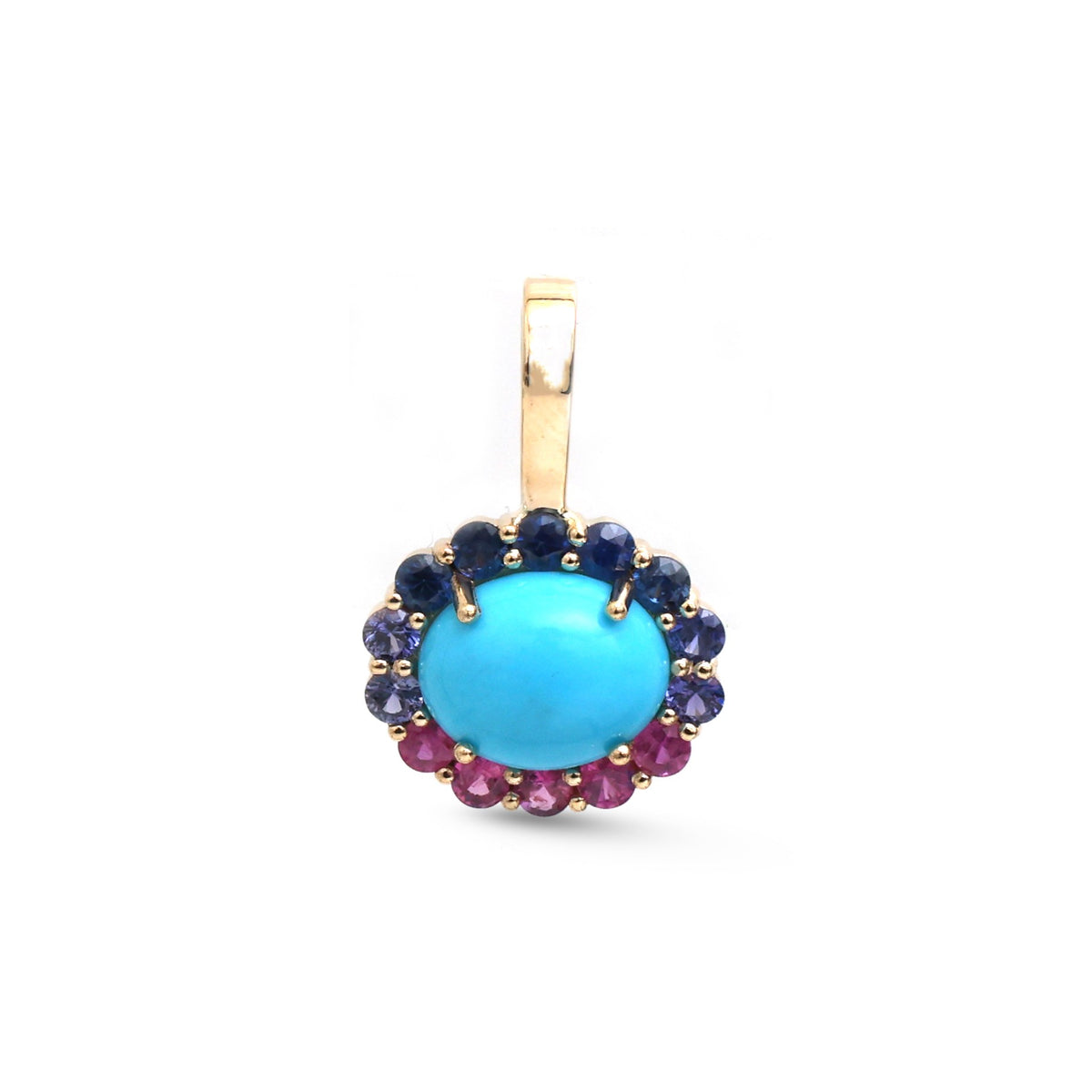 JPPD-1831/14396 Rainbow Sapphire Turquoise Pendant | 14K
