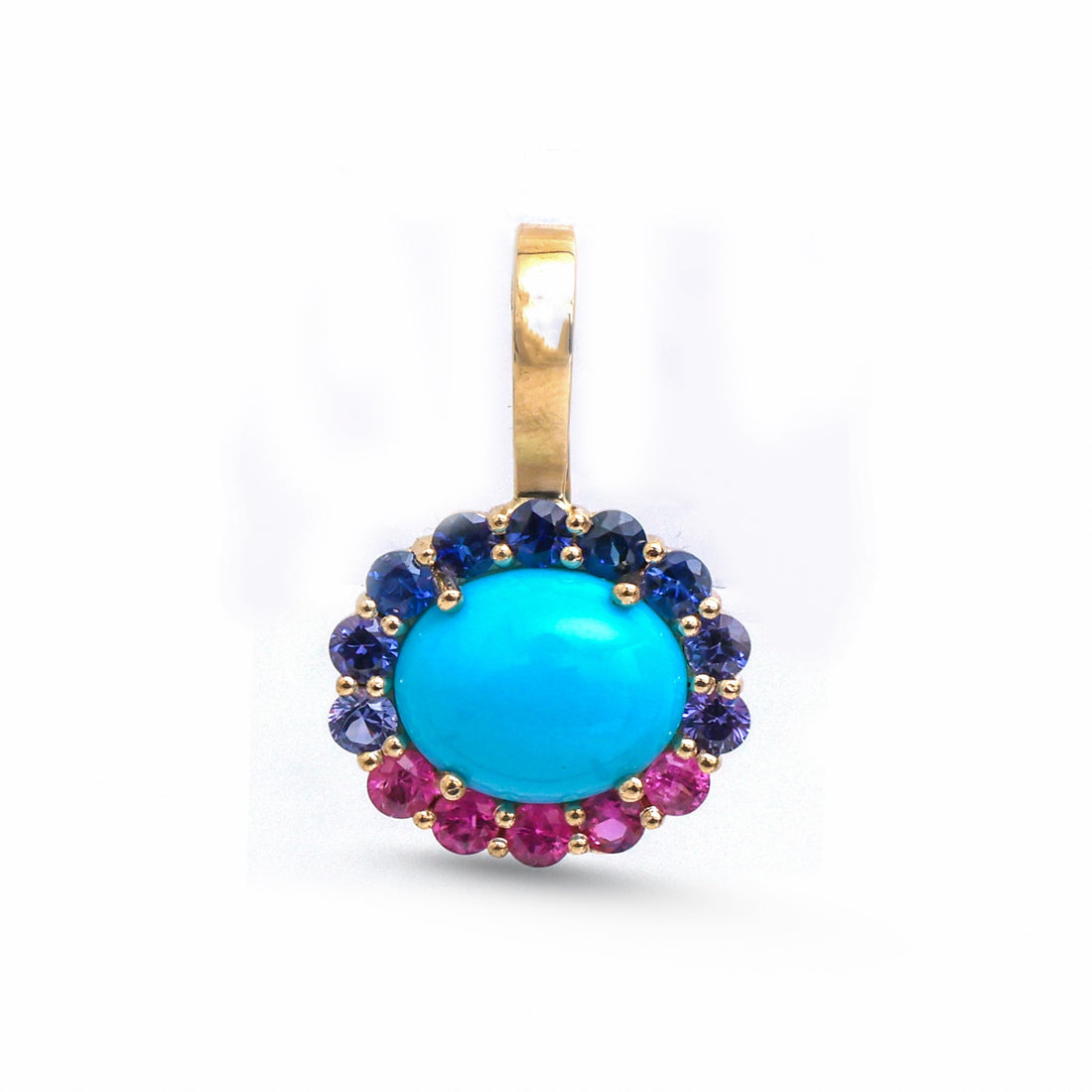 JPPD-1832/14397 Rainbow Sapphire Turquoise Pendant | 14K