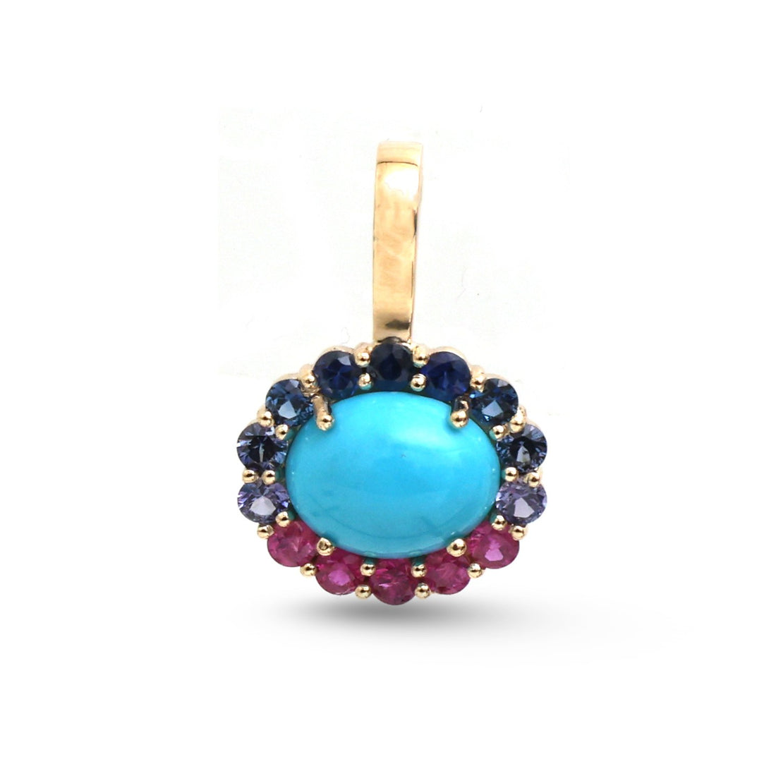 JPPD-1833/14398 Rainbow Sapphire Turquoise Pendant | 14K