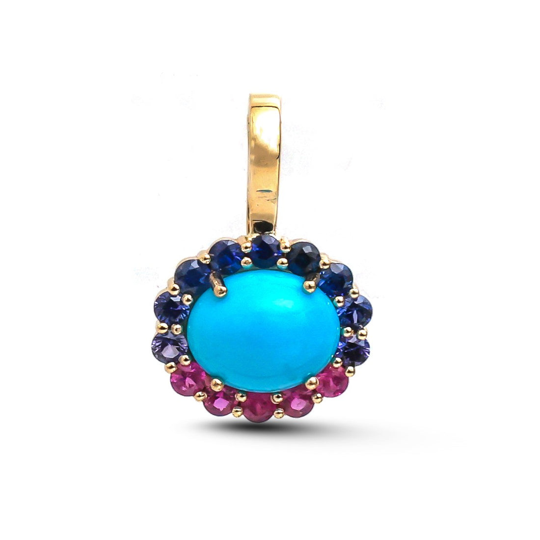 JPPD-1834/14399 Rainbow Sapphire Turquoise Pendant | 14K