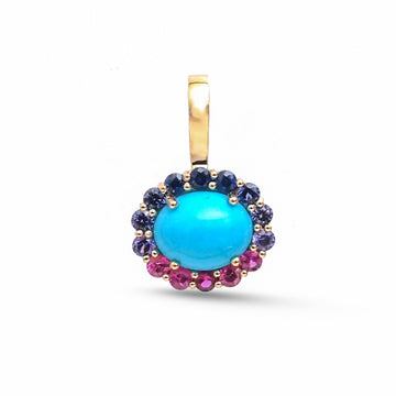 JPPD-1836/14401 Rainbow Sapphire Turquoise Pendant | 14K
