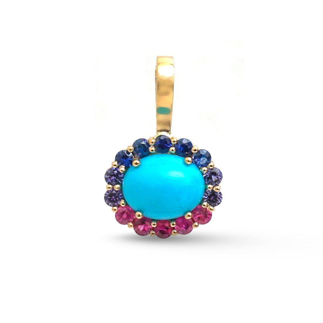 JPPD-1838/14403 Turquoise Rainbow Sapphire Pendant | 14K