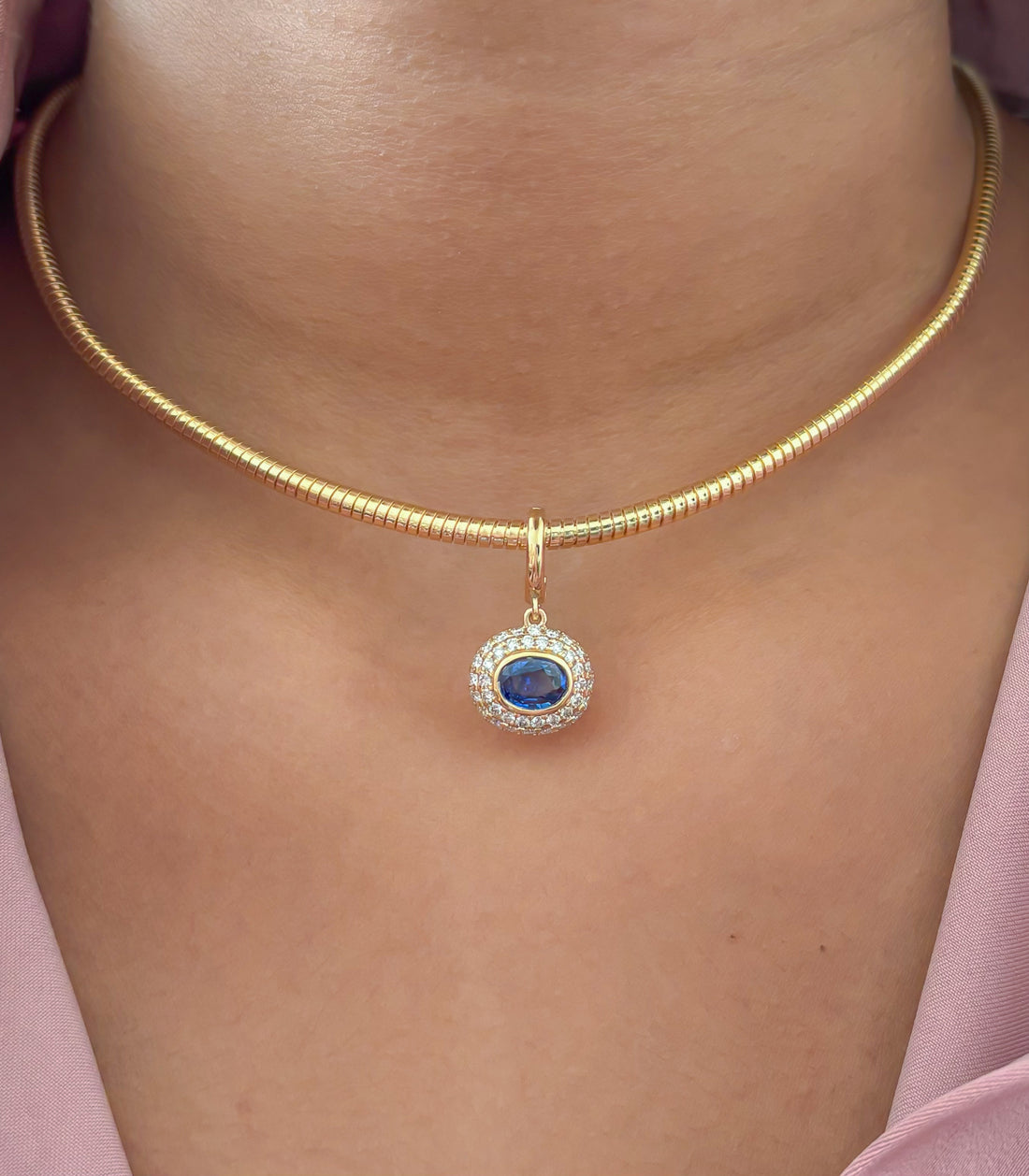 JPPD-1843/14409 Blue Sapphire Diamond Pendant | 18K