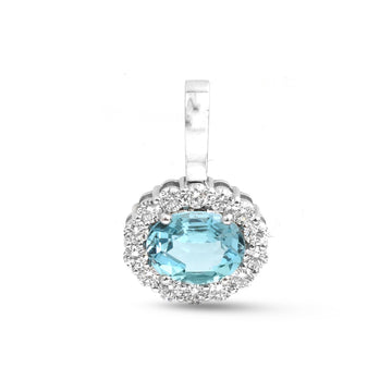 JPPD-1850/14423 Diamond Aquamarine Pendant | 14K