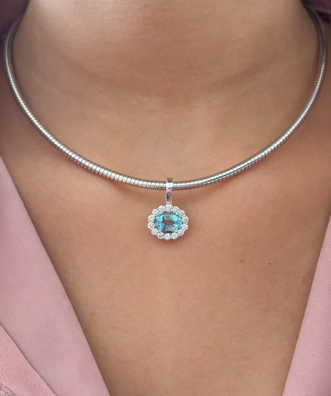 JPPD-1851/14424 Diamond Aquamarine Pendant | 14K