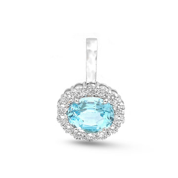 JPPD-1851/14424 Diamond Aquamarine Pendant | 14K