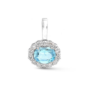 JPPD-1852/14425 Diamond Aquamarine Pendant | 14K