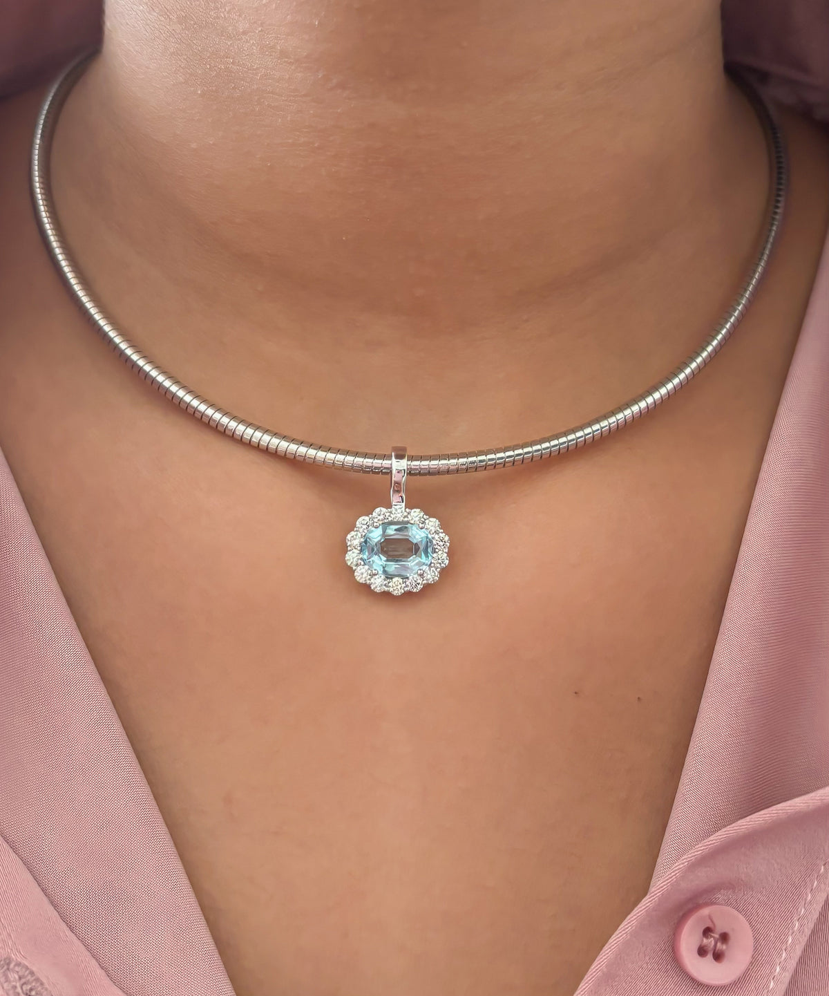 JPPD-1853/14426 Diamond Aquamarine Pendant | 14K
