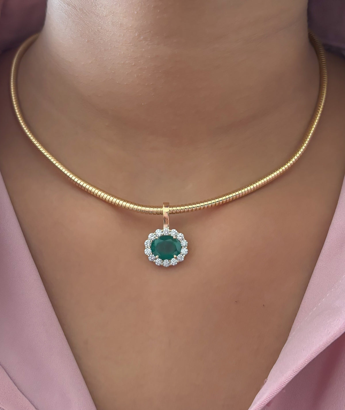 JPPD-1855/14428 Diamond Emerald Pendant | 14K