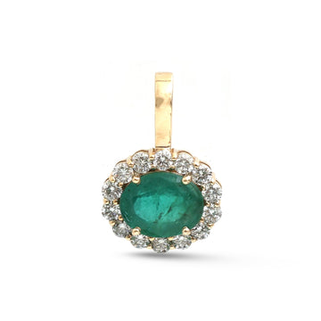 JPPD-1855/14428 Diamond Emerald Pendant | 14K