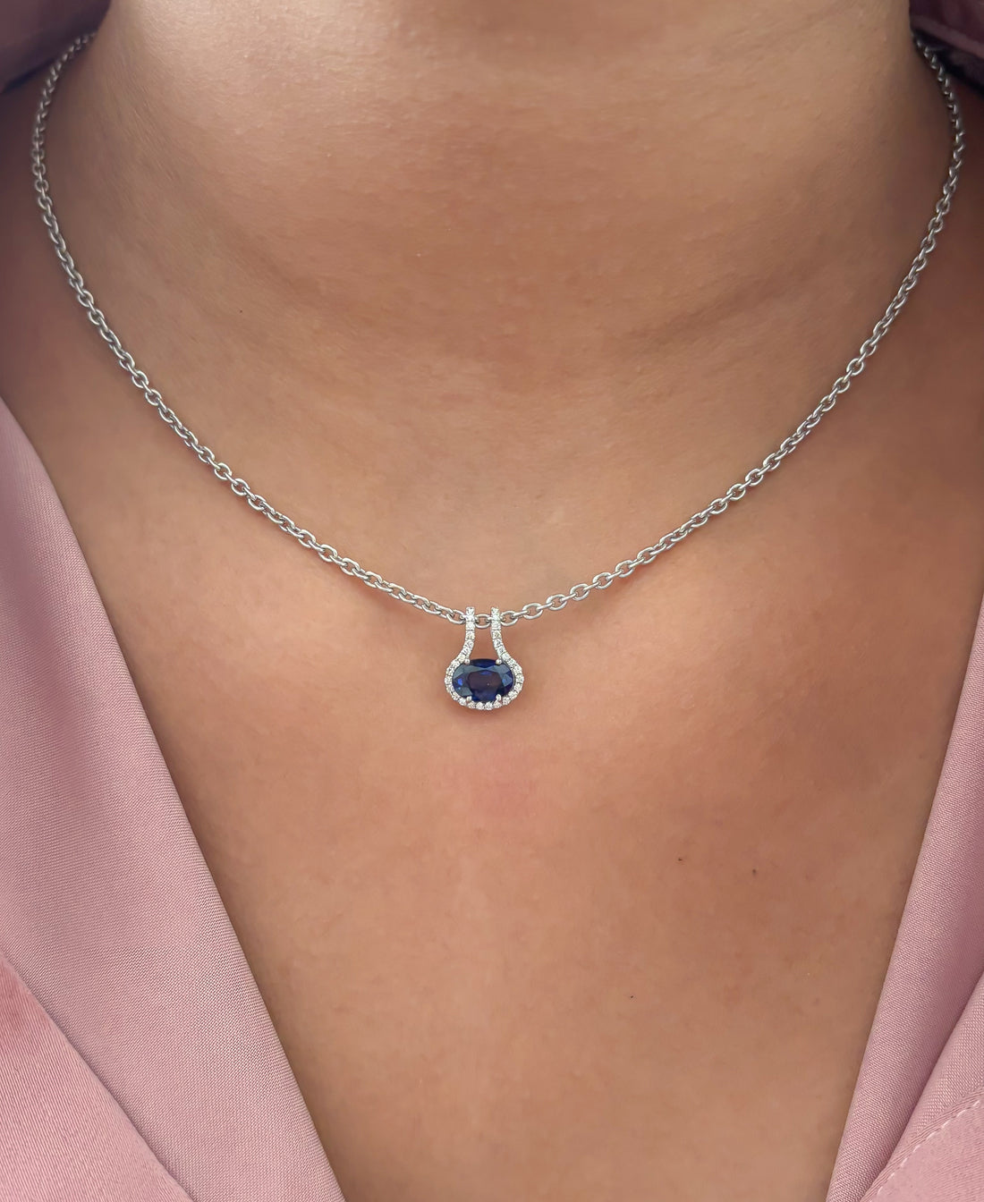 JPPD-1856/14429 Diamond Blue Sapphire Pendant | 14K