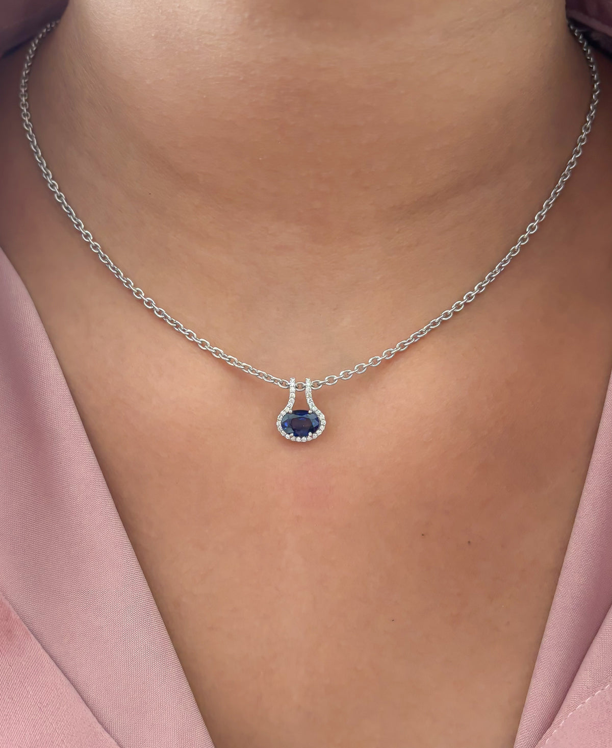 JPPD-1856/14429 Diamond Blue Sapphire Pendant | 14K