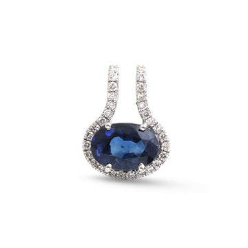 JPPD-1856/14429 Diamond Blue Sapphire Pendant | 14K