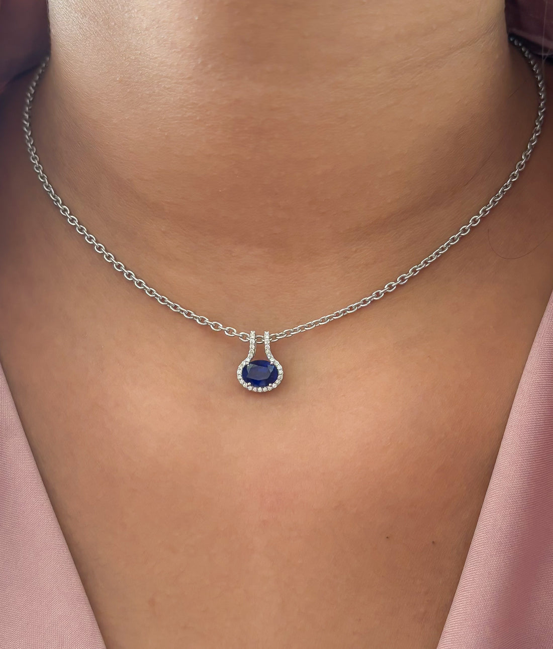 JPPD-1857/14430 Diamond Blue Sapphire Pendant | 14K