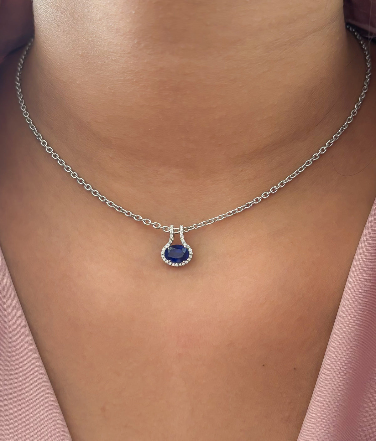 JPPD-1857/14430 Diamond Blue Sapphire Pendant | 14K