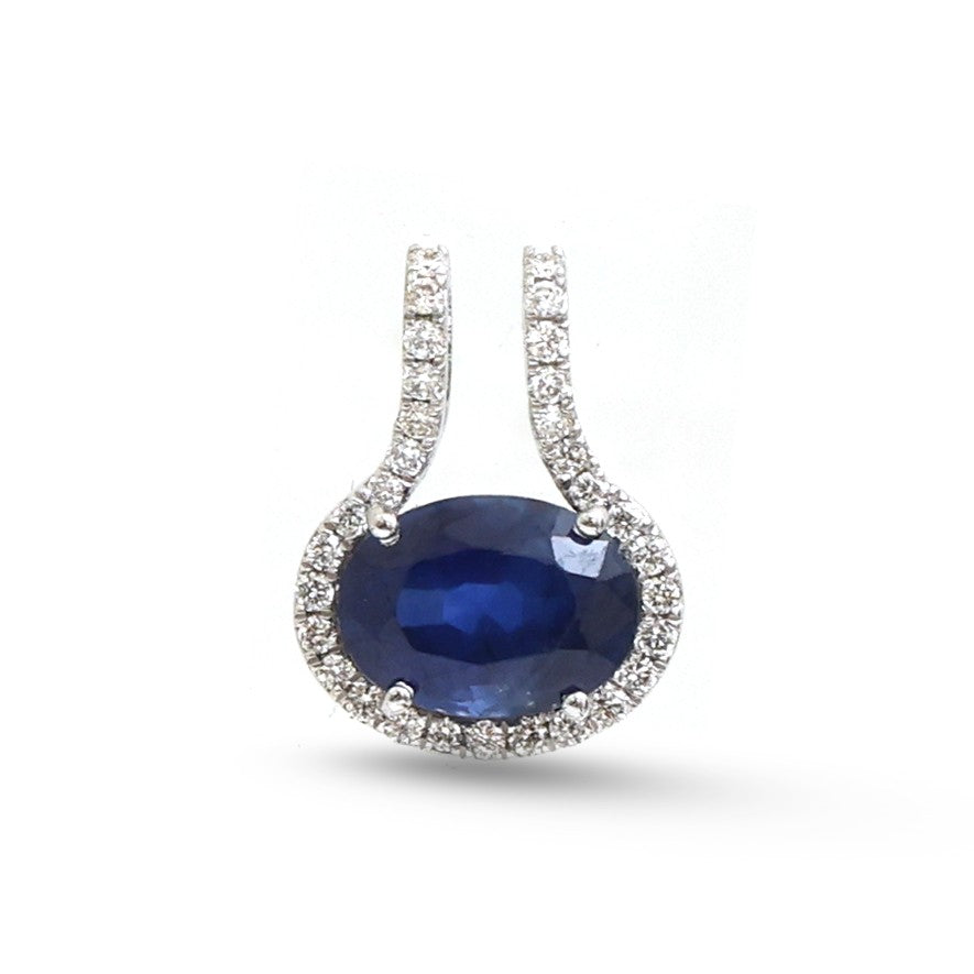 JPPD-1857/14430 Diamond Blue Sapphire Pendant | 14K