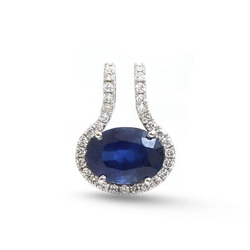 JPPD-1857/14430 Diamond Blue Sapphire Pendant | 14K