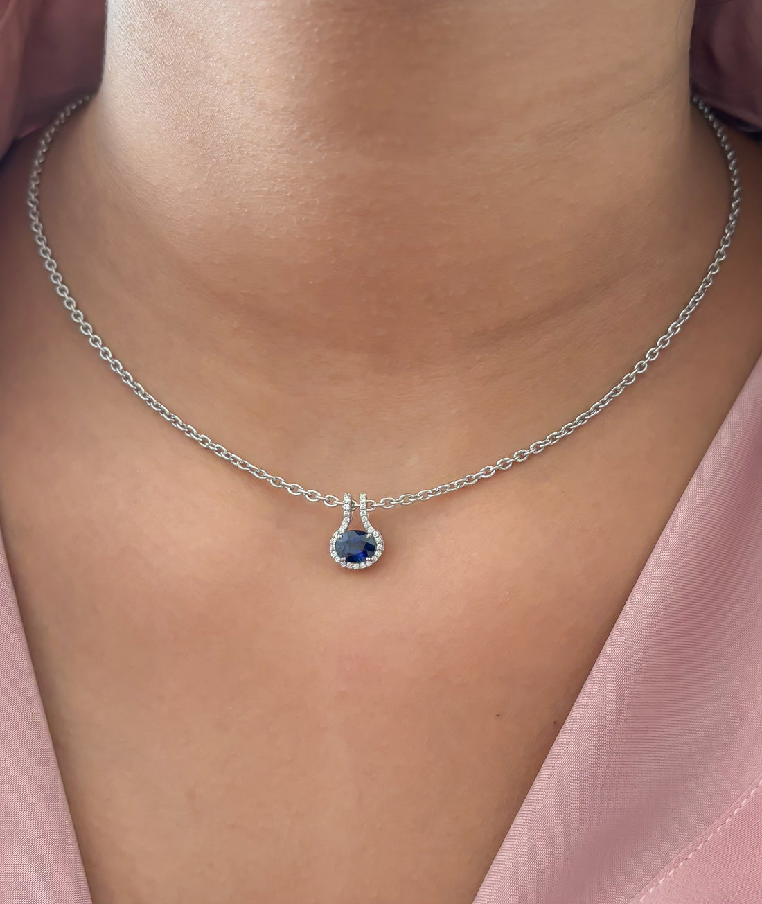 JPPD-1858/14431 Diamond Blue Sapphire Pendant | 14K
