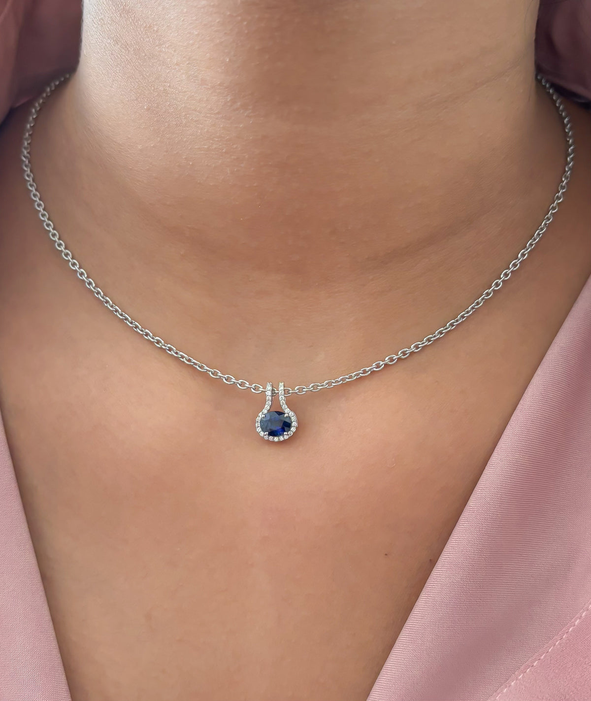 JPPD-1858/14431 Diamond Blue Sapphire Pendant | 14K