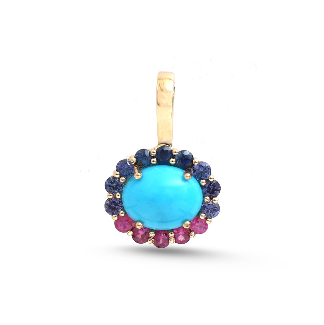JPPD-1859/14432 Rainbow Sapphire Turquoise Pendant | 14K
