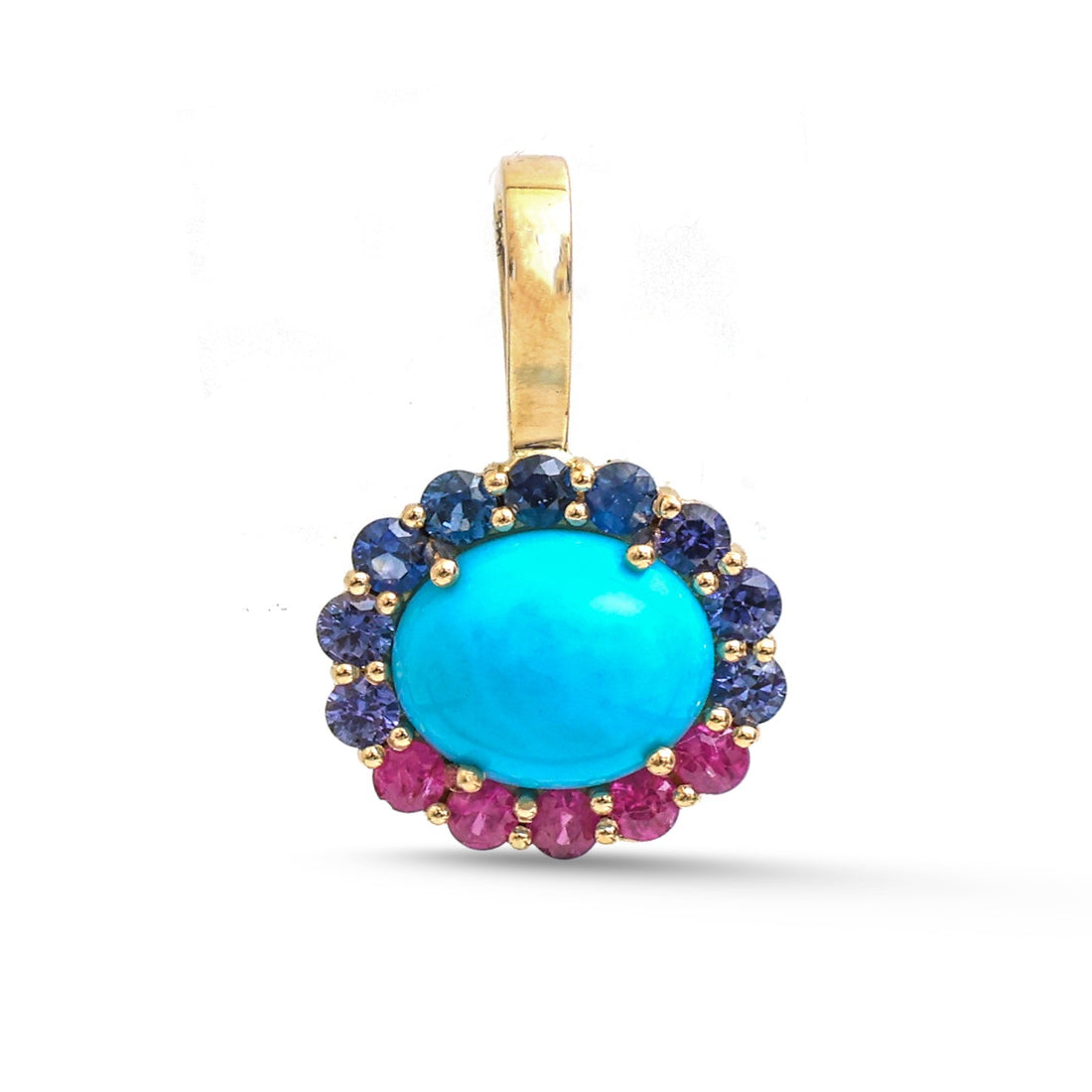 JPPD-1860/14433 Rainbow Sapphire Turquoise Pendant | 14K
