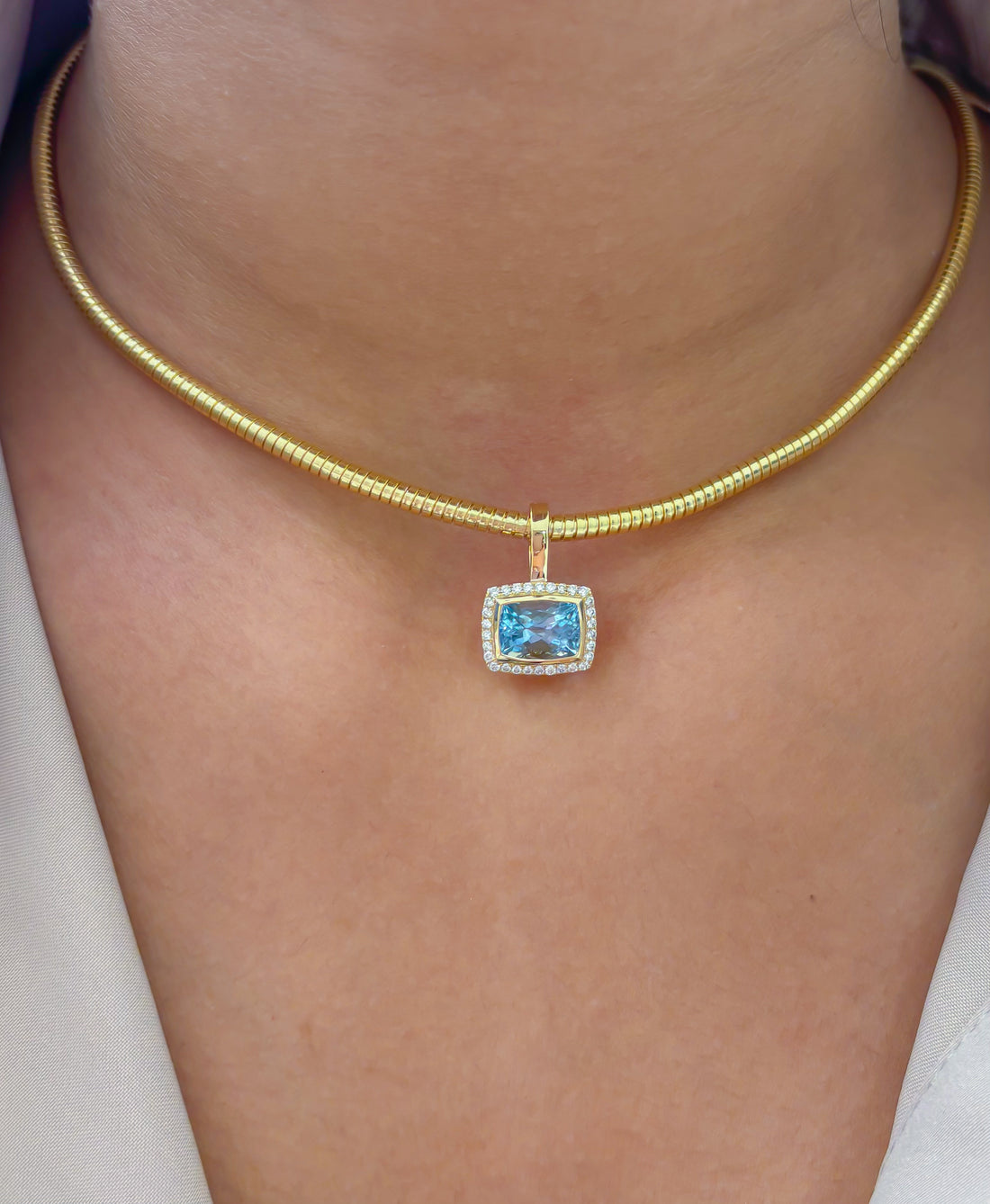 JPPD-1872/14485 Diamond Aquamarine Pendant | 14K