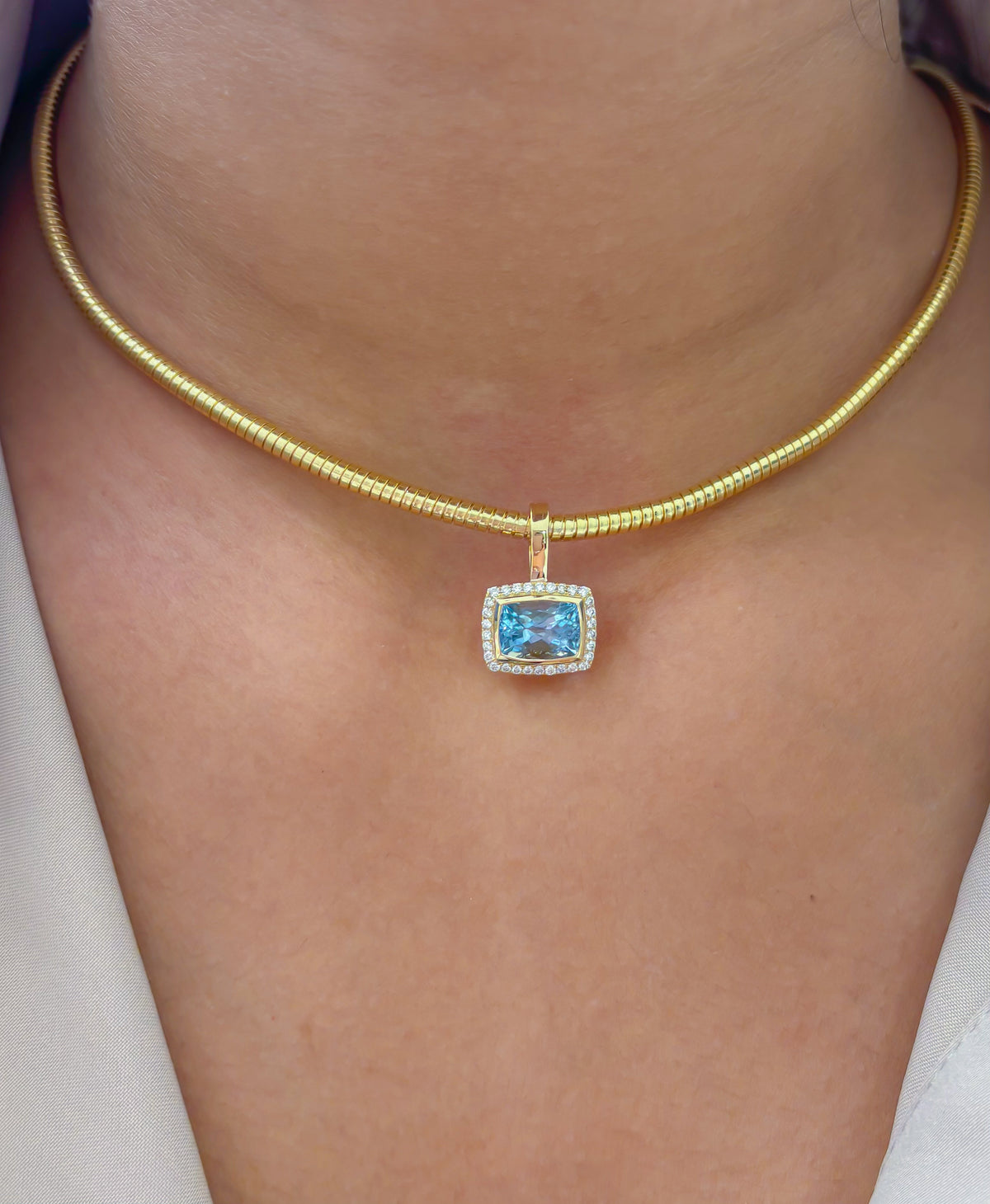 JPPD-1872/14485 Diamond Aquamarine Pendant | 14K