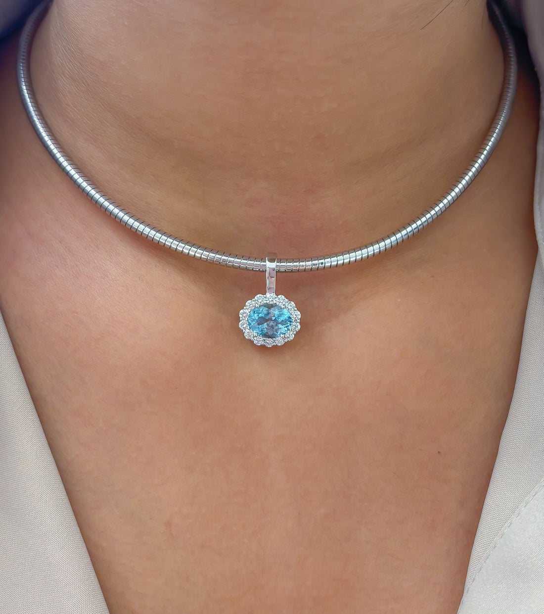 JPPD-1873/14486 Diamond Aquamarine Pendant | 14K
