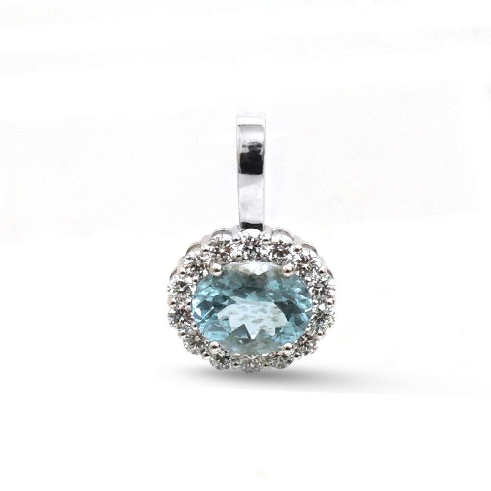 JPPD-1873/14486 Diamond Aquamarine Pendant | 14K