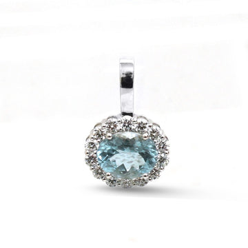 JPPD-1873/14486 Diamond Aquamarine Pendant | 14K