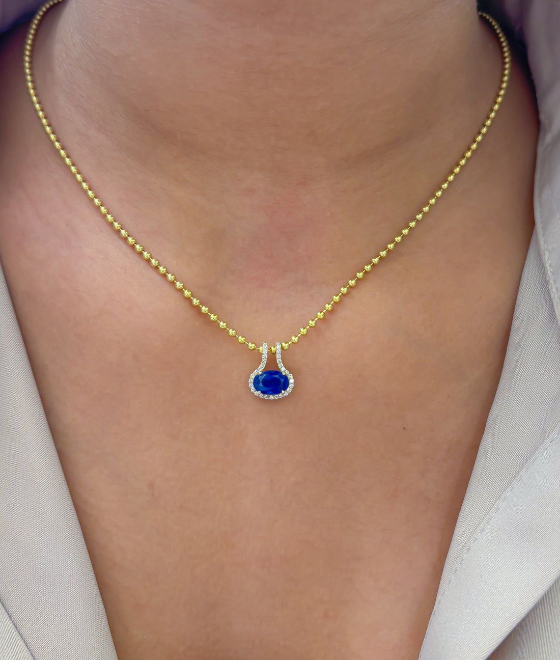 JPPD-1874/14487 Diamond Blue Sapphire Pendant | 14K
