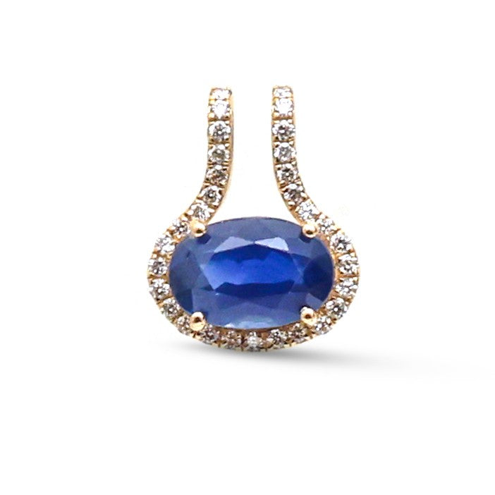 JPPD-1874/14487 Diamond Blue Sapphire Pendant | 14K