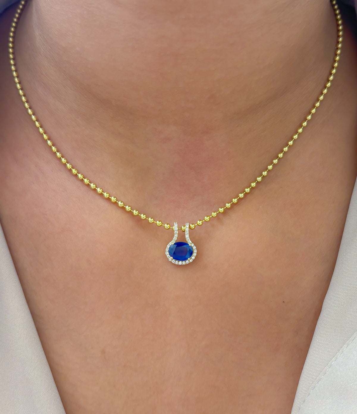 JPPD-1875/14488 Diamond Blue Sapphire Pendant | 14K