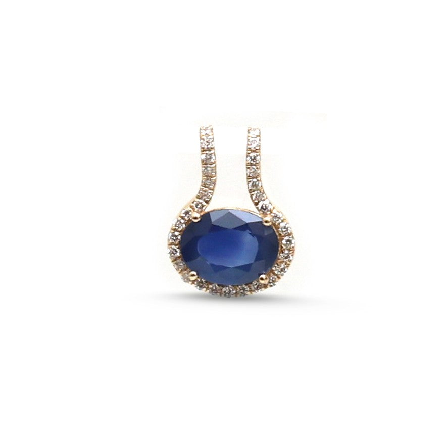 JPPD-1875/14488 Diamond Blue Sapphire Pendant | 14K