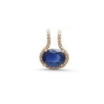 JPPD-1875/14488 Diamond Blue Sapphire Pendant | 14K