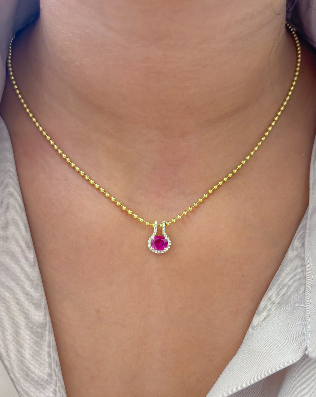 JPPD-1876/14489 Diamond Ruby Pendant | 14K