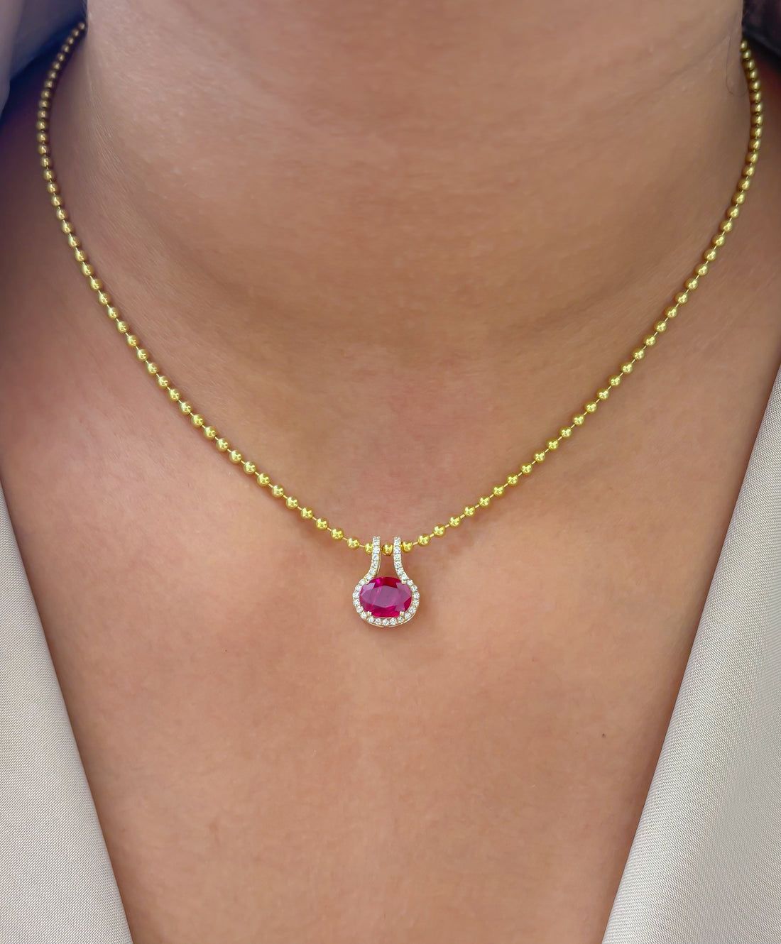 JPPD-1877/14490 Diamond Ruby Pendant | 14K